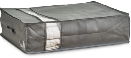 Zeller Dekbed/kussen opberghoezen - grijs met venster - 50 x 70 x 20 cm - Opberghoes