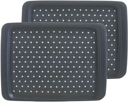 Zeller Dienblad - 2x - antislip - grijs - kunststof - 35 x 26 cm