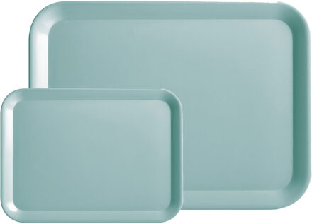 Zeller Dienblad - set 2x - aqua blauw - kunststof - 24 x 18 cm en 44 x 32 cm