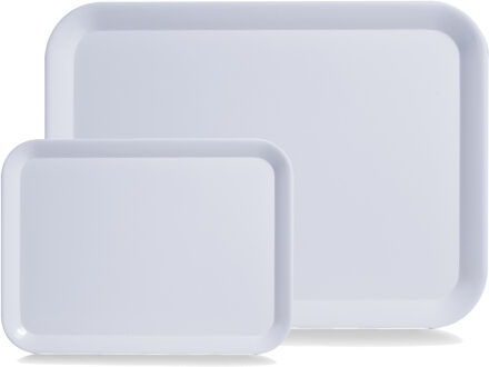 Zeller Dienblad - set 2x - wit - kunststof - 24 x 18 cm en 44 x 32 cm