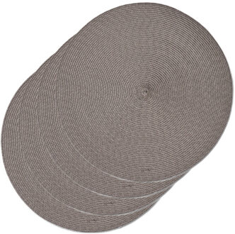 Zeller Diner placemats rond - 4x - mokka bruin - geweven - Dia 38 cm - Tafel - Borden onderleggers