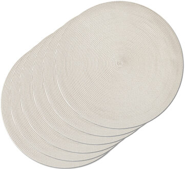 Zeller Diner placemats rond - 6x - creme wit - geweven - Dia 38 cm - Tafel - Borden onderleggers