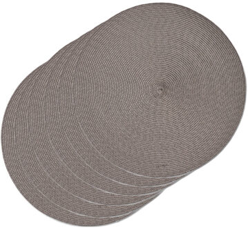 Zeller Diner placemats rond - 6x - mokka bruin - geweven - Dia 38 cm - Tafel - Borden onderleggers