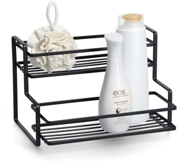 Zeller Doucherekje/badkamerrekje staand - zwart - 26 x 20 x 17 cm - metaal