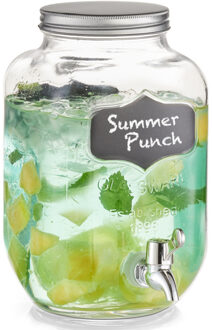 Zeller Drankdispenser - Glas - 3,8L - met Krijtlabel - Koude / Warme Dranken