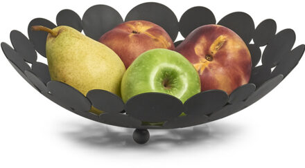 Zeller Fruitschaal Design - rond - zwart - metaal - 29 cm - fruitmand - groot formaat