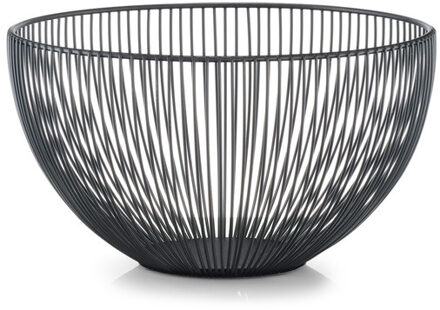 Zeller Fruitschaal/fruitmand - rond - zwart - metaal - dia 25 cm - Fruitschalen - Draadmand