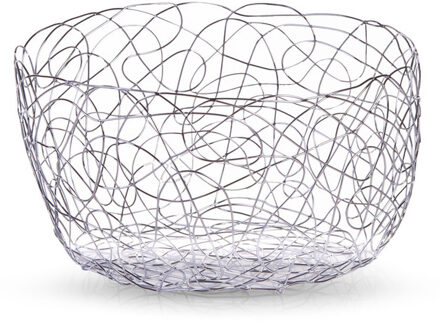 Zeller Fruitschaal - zilver - metaal - 22 cm - rond - fruitmand - draadmand
