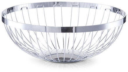 Zeller Fruitschaal - zilver - metaal - 26 cm - fruitmand - rond - draadmand