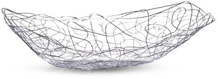 Zeller Fruitschaal - zilver - metaal - 33 x 19 cm - rechthoekig - fruitmanden
