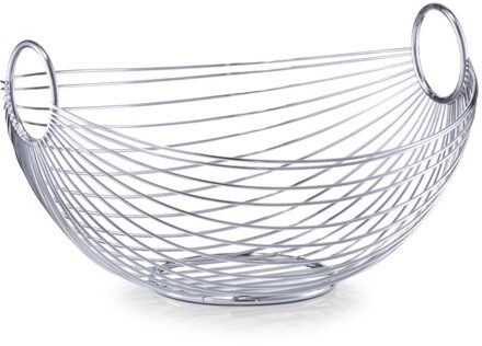 Zeller Fruitschalen - zilver - metaal - 28 cm -1x - ovale - serveerschaal