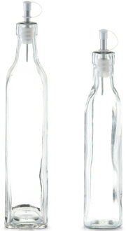Zeller Glazen azijn/olie flessen met schenktuit 270 ml en 500 ml - Keuken benodigdheden