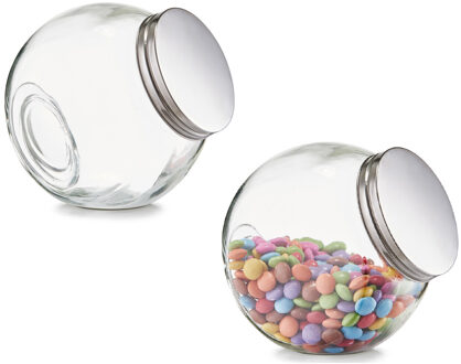 Zeller Glazen voorraadpot - 4x - snoeppot - 1200 ml - 15 x 10 cm - Bewaarpot - Voedsel bewaren