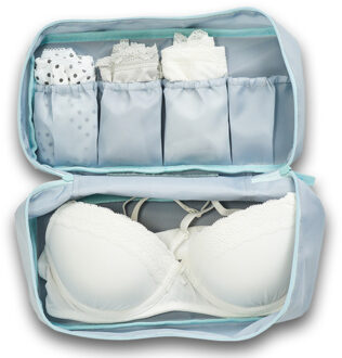 Zeller Grijs/blauw lingerie/ondergoed tasje met make-up tasje 27 cm