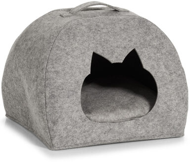 Zeller Grijze katten/poezen mand 45 x 38 x 33 cm