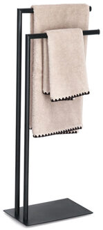 Zeller Handdoekenhouder/rek - 2 stangen - metaal - zwart - 34 x 20 x 85 cm