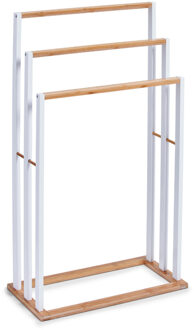 Zeller Handdoekenrek - staand - 3 stangen - bamboe hout - 48 x 24 x 82 cm