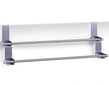 Zeller Handdoekrek - zilver - dubbele stang - 57 cm - badkamerdeur handdoekenrekken
