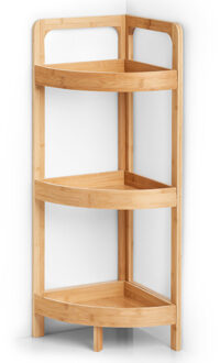 Zeller Hoekkastje/rekje - bamboe - hout - 29 x 29 x 85 cm - Badkamerkast