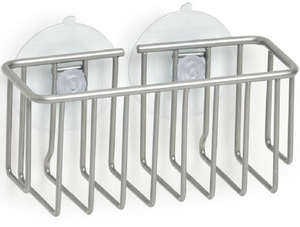 Zeller houder met zuignappen - metaal - 13 x 5,5 cm - Zeephouders - Muurhouders voor keuken/badkamer