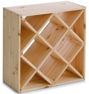 Zeller Houten wijnflessen rek/wijnrek - vierkant - voor 20 flessen - 52 x 25 x 52 cm