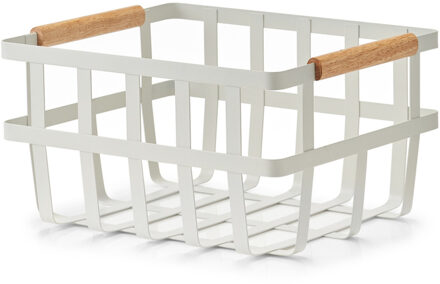 Zeller Industriele draadmand/opbergmand - wit - metaal - 32 x 25 x 17 cm - Keukenmandjes/sokkenmand