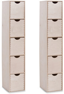 Zeller Kantoor organizer ladeblok - 2x - 5 lades - 21 x 18 x 87 cm - hout