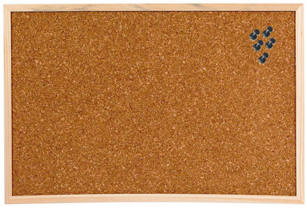 Zeller Kantoor Prikbord - 58 x 39 cm - inclusief 25x zwarte punaises - memobord - keuken