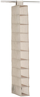 Zeller kast organiser - hangend - 10 vakken - 15 x 30 x 129 cm - beige - Opbergmanden