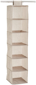 Zeller kast organiser - hangend - 6 vakken - 30 x 30 x 129 cm - beige - Opbergmanden