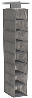 Zeller kast organiser - hangend - 8 vakken - 18 x 30 x 105 cm - grijs - Opbergmanden