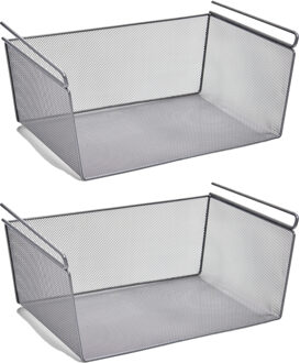 Zeller Kastmandje - 2x - opberg/hang mandjes - metaal - 43 x 26 x 19 cm