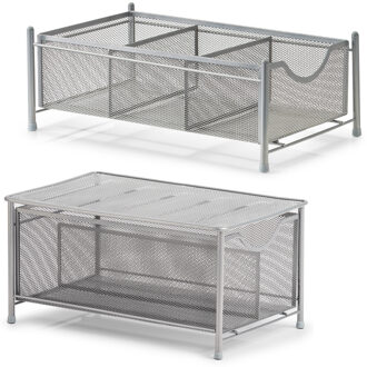 Zeller Keuken/keukenkast organizers uitschuifbaar - zilver - 26 x 41 x 35 cm - metaal