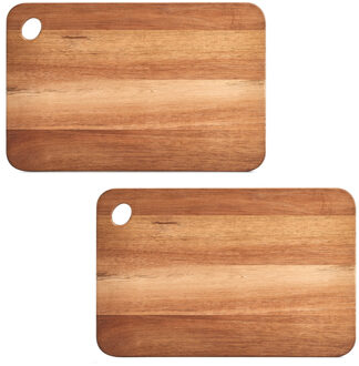 Zeller keuken snijplank - 2x - acacia hout - 25 x 37 cm - Serveerplank