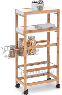 Zeller Keuken trolley/kastje smal/klein met uitschuifbare mandjes 40 x 83 cm