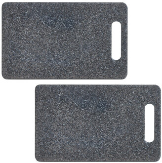 Zeller Keuken voedsel snijplank - 2x - antraciet - kunststof - 25 x 15 cm - Snijplanken