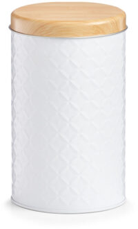 Zeller keuken voorraad blik - wit - metaal - 10,5 x 18 cm - 2L - snoeptrommels - koffieblik