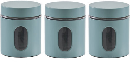 Zeller keuken Voorraadpot - 6x - met venster - eucalyptus groen - 600 ml - D10 x H12,5 cm