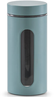 Zeller keuken Voorraadpot - met venster - eucalyptus groen - 1200 ml - D9.5 x 22cm
