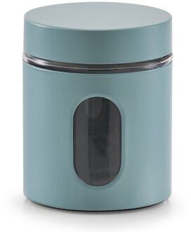 Zeller keuken Voorraadpot - met venster - eucalyptus groen - 600 ml - D10 x H12,5 cm