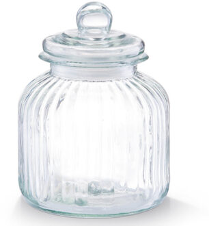 Zeller keuken voorraadpot/snoeppot - bewerkt glas - met deksel - 2800 ml - 17 x 22 cm - Voorraadpot Transparant