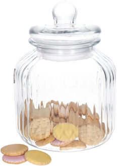 Zeller keuken voorraadpot/snoeppot - bewerkt glas - met deksel - 2800 ml - 17 x 22 cm