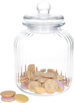 Zeller keuken voorraadpot/snoeppot - bewerkt glas - met deksel - 3800 ml - 17 x 26 cm