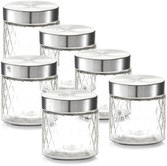 Zeller keuken voorraadpotten / bewaarpotten - 10x - 750 ml - geruit glas - 11 x 12 cm