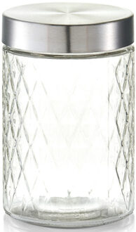 Zeller keuken voorraadpotten / bewaarpotten - 1200 ml - geruit glas - 11 x 17 cm