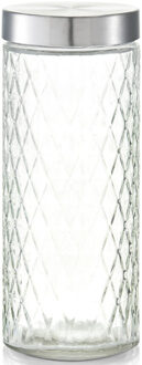 Zeller keuken voorraadpotten / bewaarpotten - 2000 ml - geruit glas - 11 x 27 cm