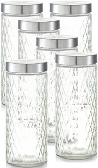 Zeller keuken voorraadpotten / bewaarpotten - 8x - 2000 ml - geruit glas - 11 x 27 cm