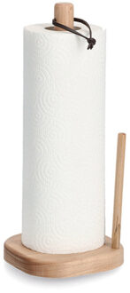 Zeller Keukenrolhouder - 1 rol - met afrol hulp - hout - lichtbruin - 31 x 13 cm
