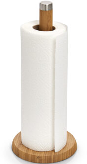 Zeller keukenrolhouder - bamboe hout - rond - 16 x 32 cm - keukenpapier houder