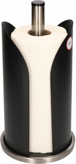 Zeller keukenrolhouder - rond - metaal - zwart - 15 x 31 cm - keukenpapier